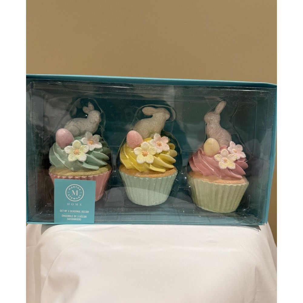 MARTHA STEWART Pastel Easter‎ Bunny Faux Cupcakes NEW Spring Decor